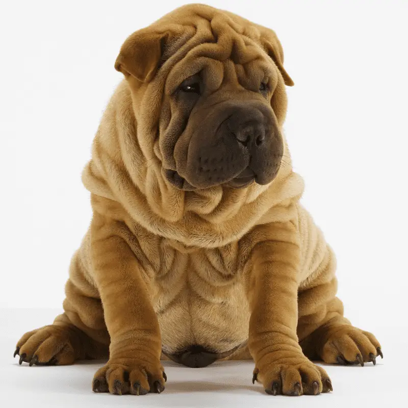 Shar-Pei dog sitting down