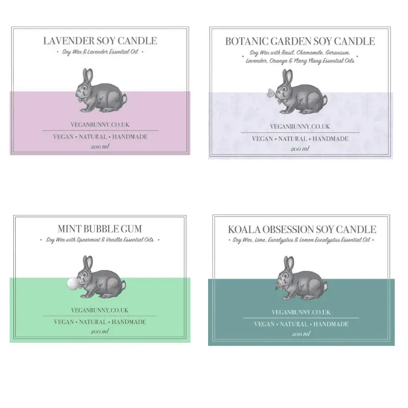 Vegan Bunny Candle Labels