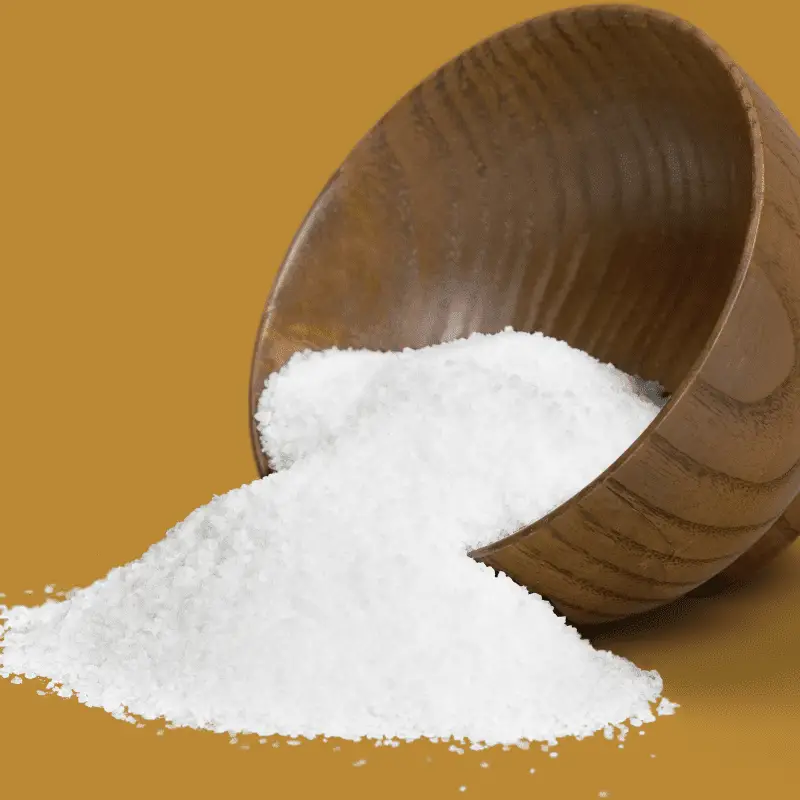 Salt in a wooden bowl