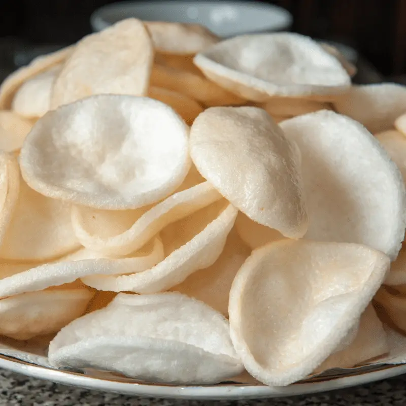 A plate of prawn crackers