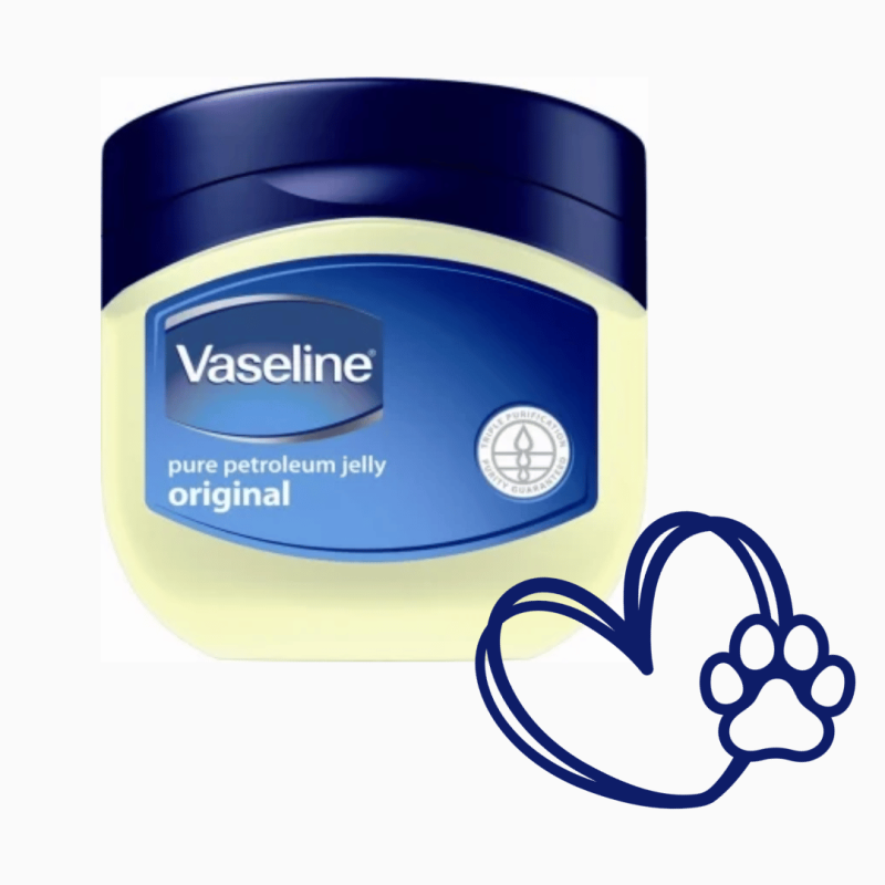 A tub of Vaseline and a paw with a heart